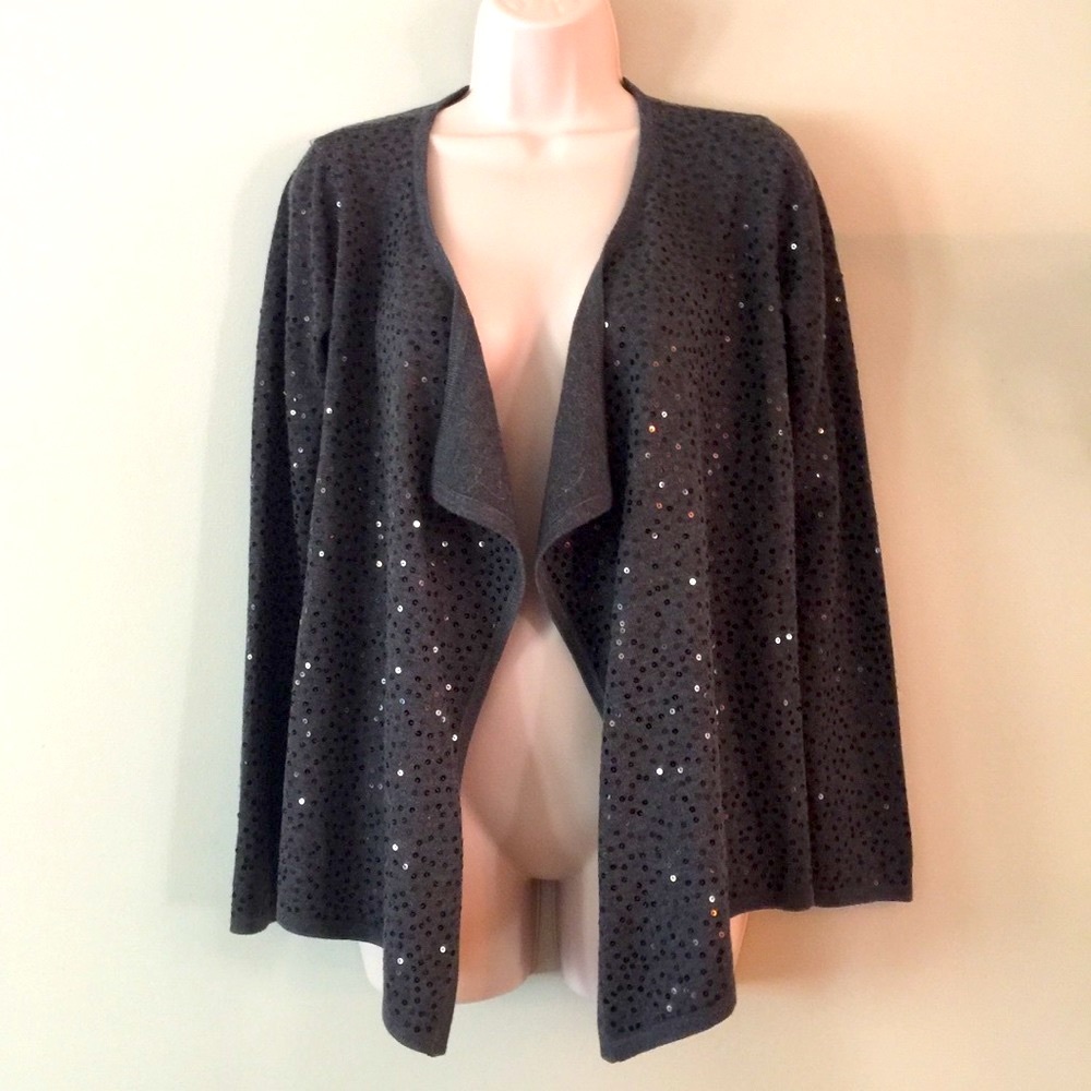 Saks Fifth Avenue Formal Black Sequined Shrug Sz S